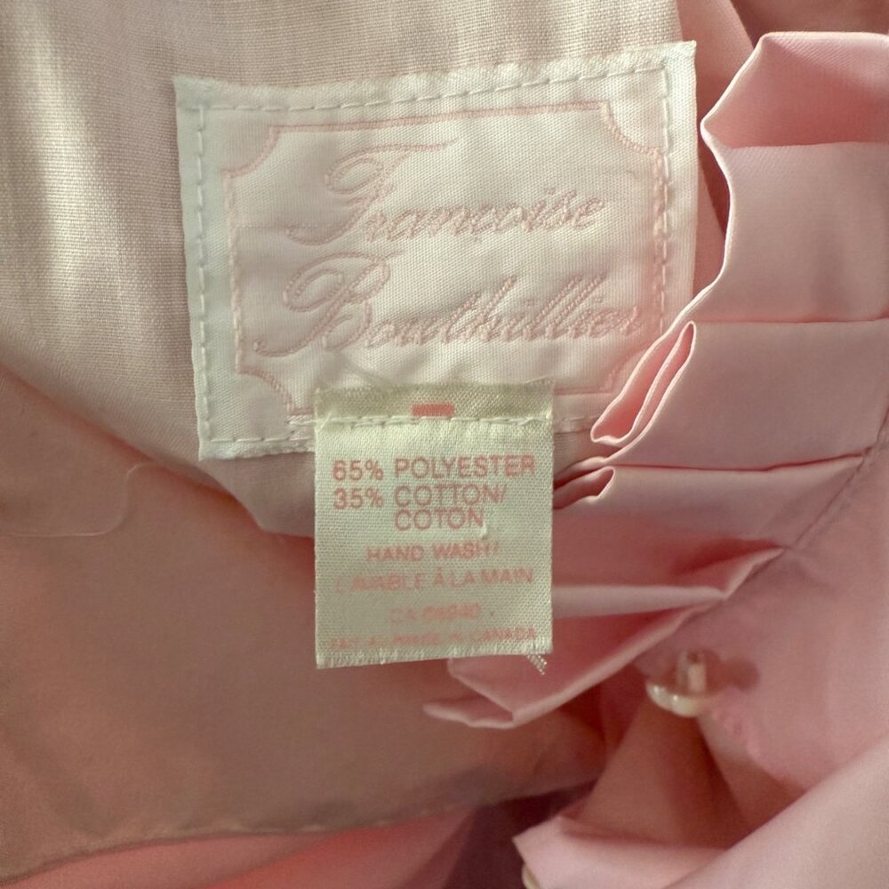 Francoise Bouthillier Pink Long Puff Sleeve Button-Down Girls Dress With Ruffled - Picture 7 of 7